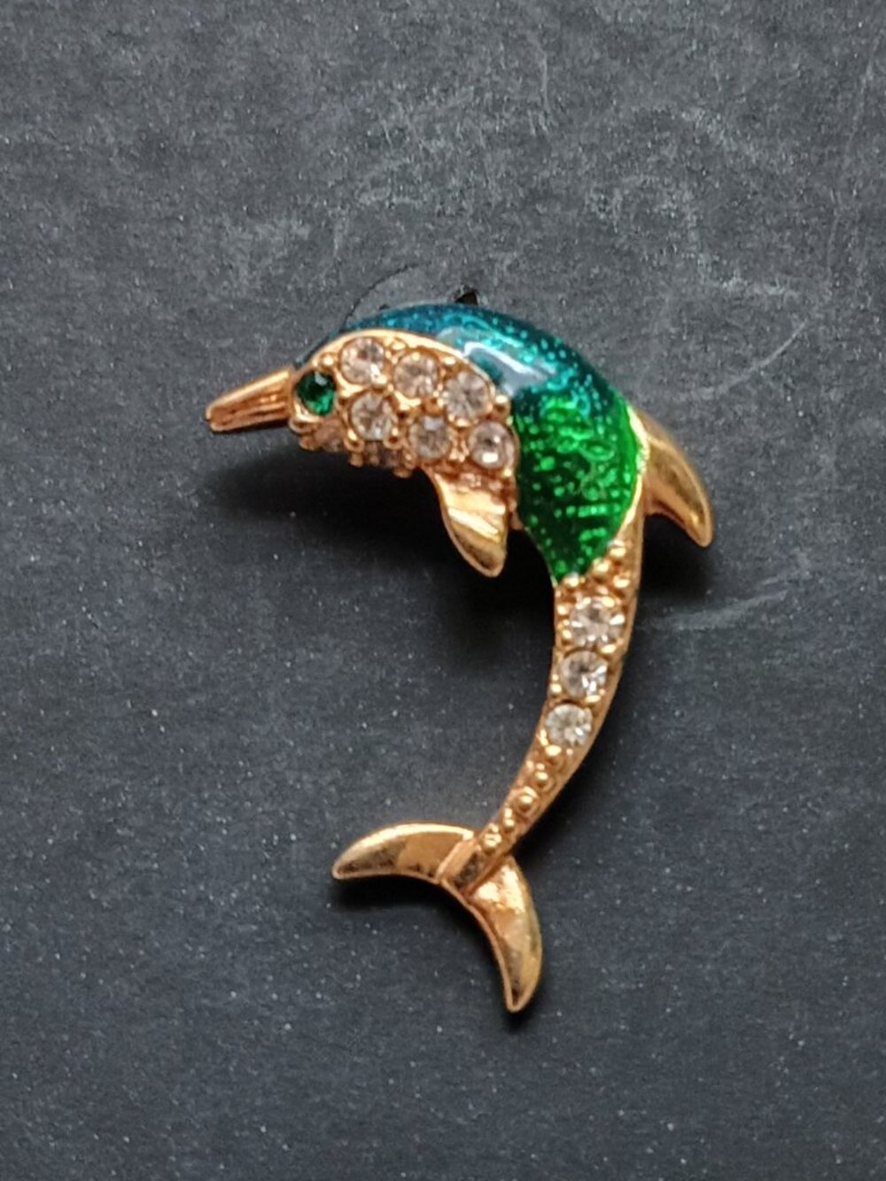 Jeweled Dolphin Pin Broach
